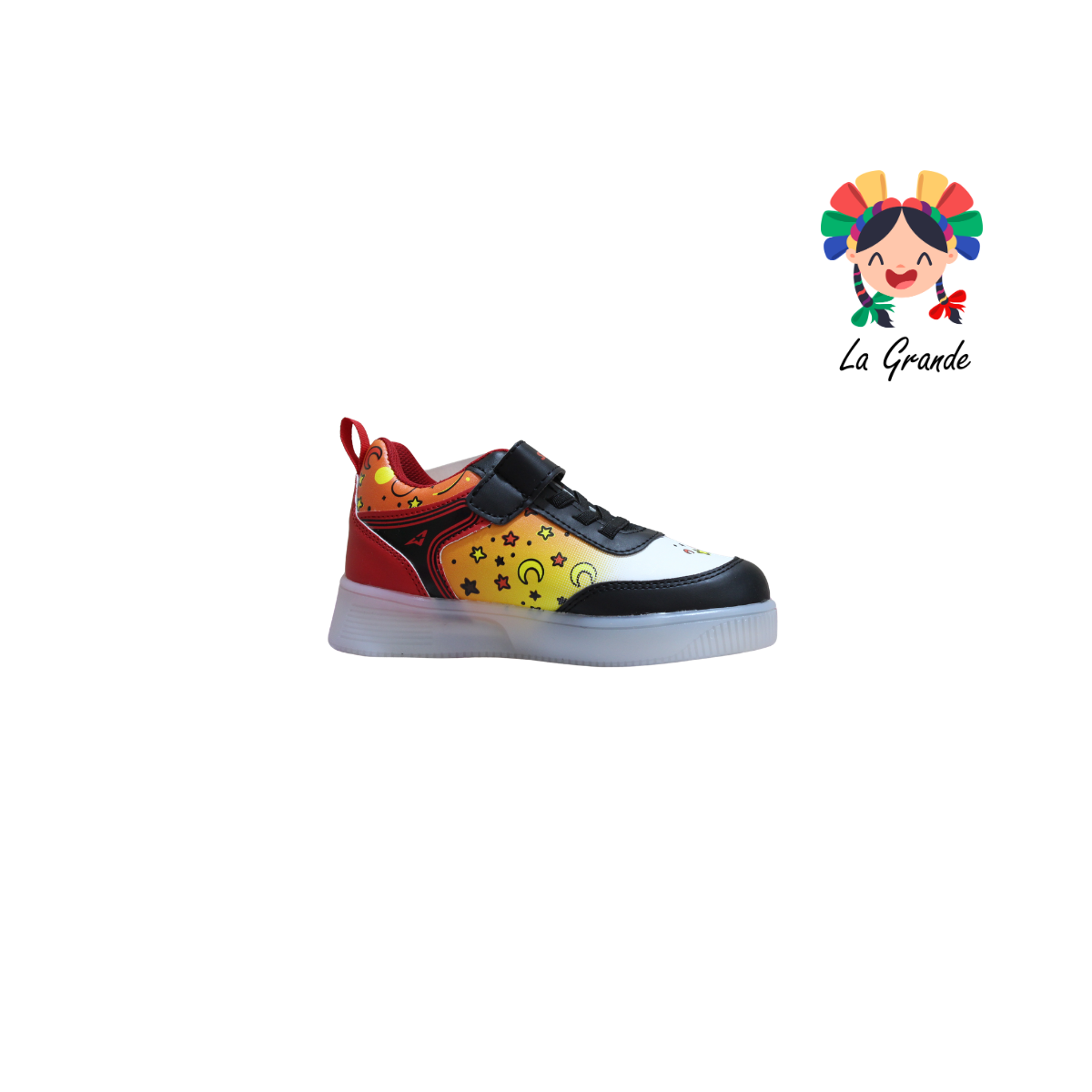 089-120 SPACE BOYS Negro Rojo Sint Tenis Casual con Luz Led para Niño