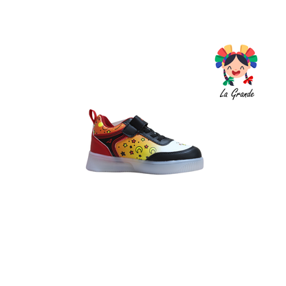 089-120 SPACE BOYS Negro Rojo Sint Tenis Casual con Luz Led para Niño