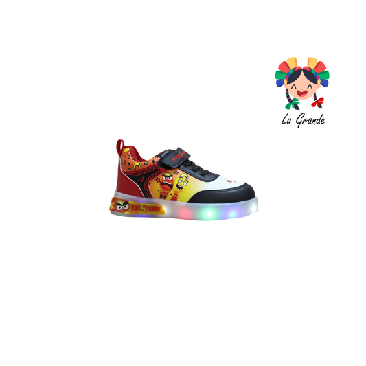 089-120 SPACE BOYS Negro Rojo Sint Tenis Casual con Luz Led para Niño