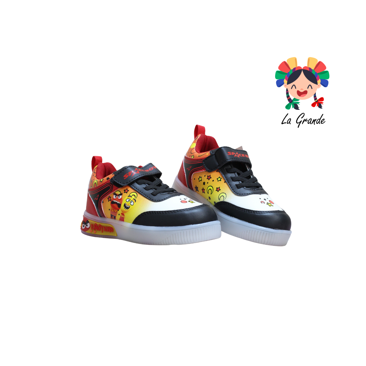 089-120 SPACE BOYS Negro Rojo Sint Tenis Casual con Luz Led para Niño