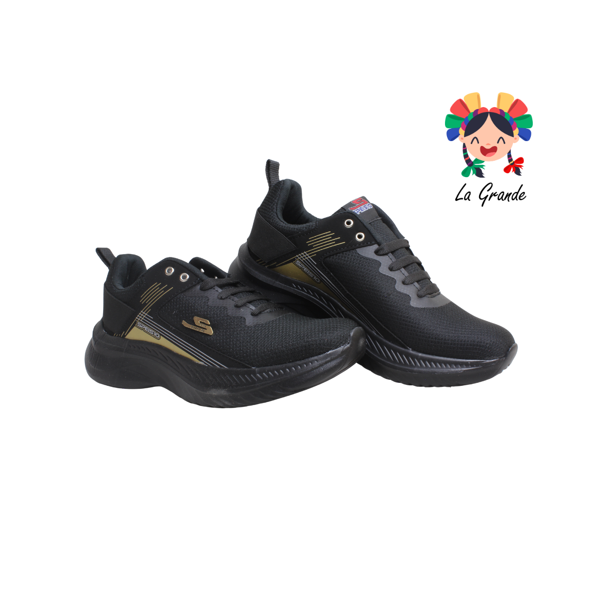 090 SPEIS10 Negro Oro Tenis Deportivo para Caballero