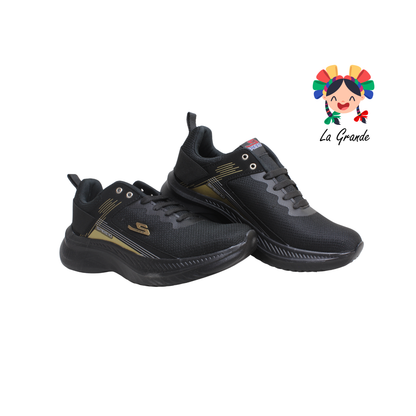090 SPEIS10 Negro Oro Tenis Deportivo para Caballero