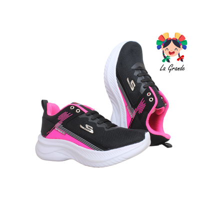 090 SPEIS10 Negro Fiusha Tenis Deportivo para Dama