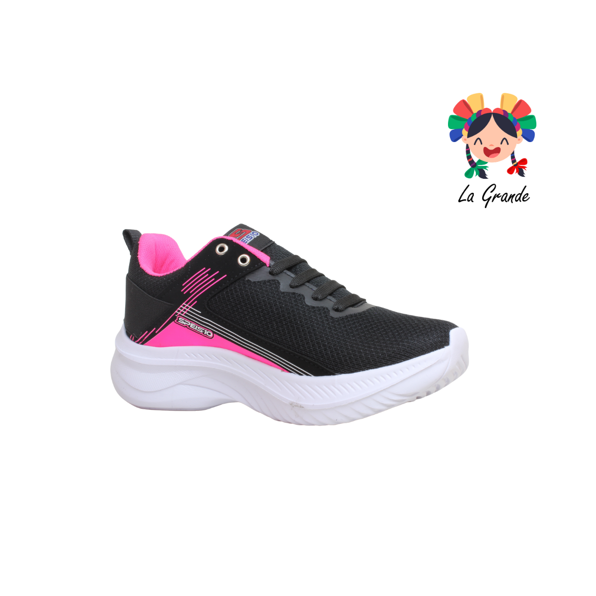 090 SPEIS10 Negro Fiusha Tenis Deportivo para Dama