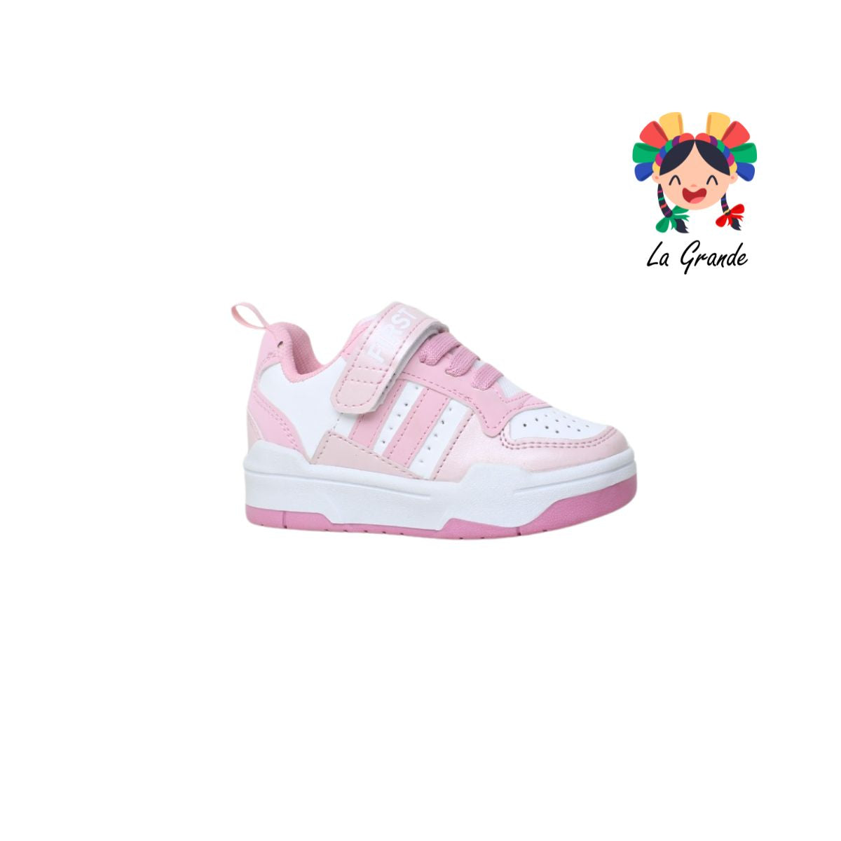 10000 FIRST Blanco Rosa Sint Tenis Escolar para Niña