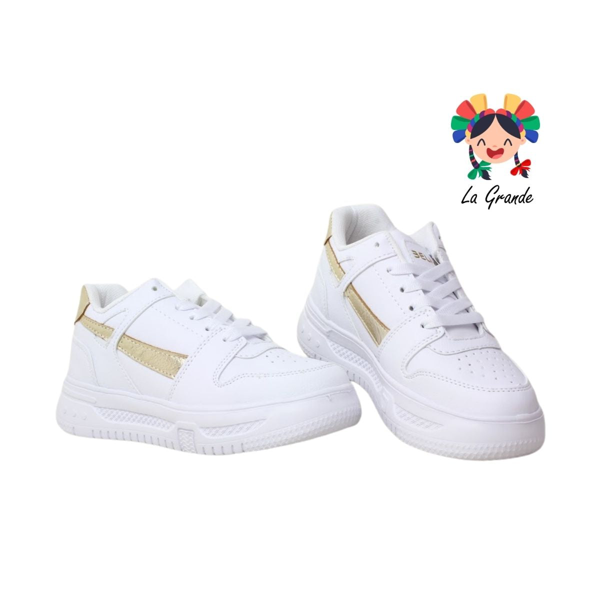 1001 BELIVA Blanco Oro Sint Tenis Casual para Dama