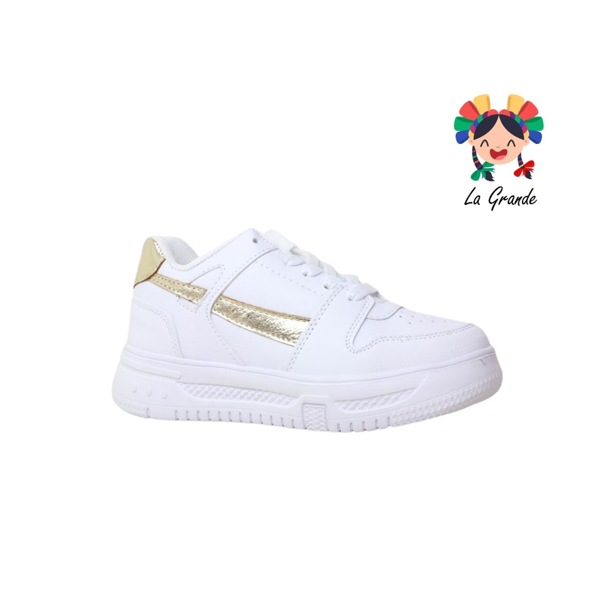 1001 BELIVA Blanco Oro Sint Tenis Casual para Dama