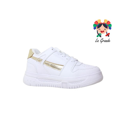 1001 BELIVA Blanco Oro Sint Tenis Casual para Dama