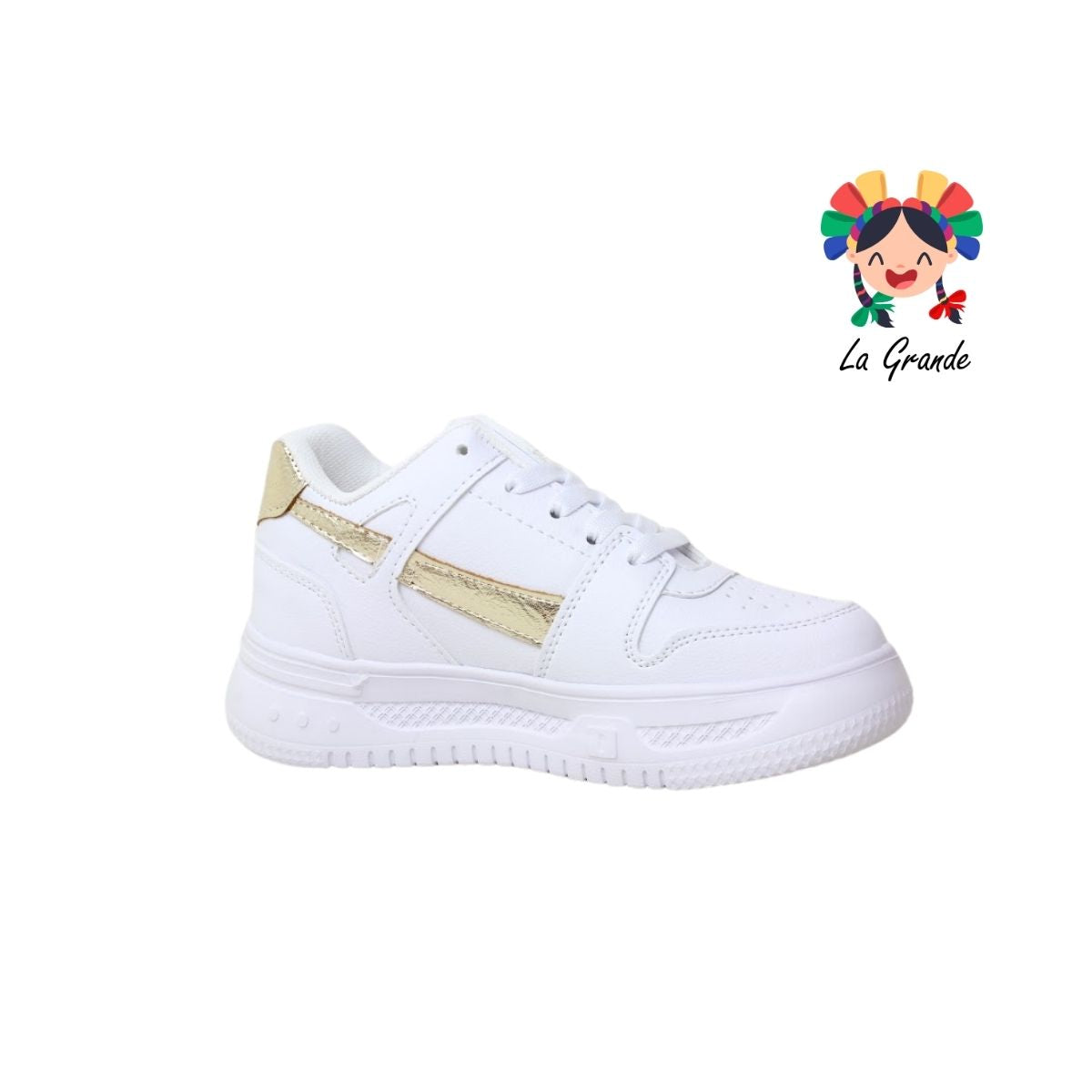 1001 BELIVA Blanco Oro Sint Tenis Casual para Dama