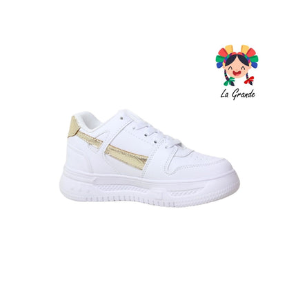 1001 BELIVA Blanco Oro Sint Tenis Casual para Dama