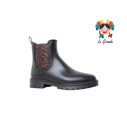 1003 PINK Negro Café Sintético Bota de Hule para Dama