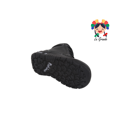 1009 ROKINO Negro Piel Zapato Escolar para Niño