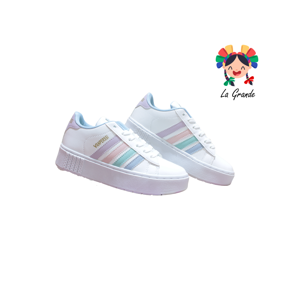 1420 VANPERSSI Blanco Pastel Sint Tenis Casual para Dama