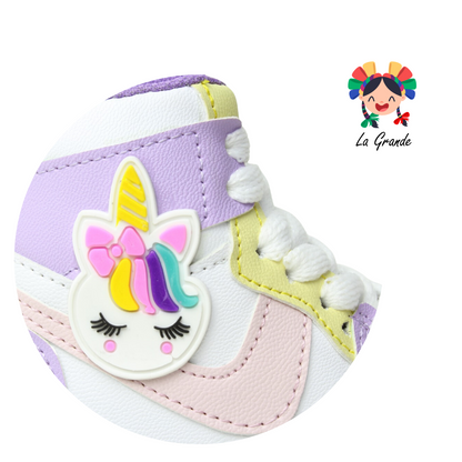 1010 PAOLA RAMIREZ Blanco Lila Unicornio Sint Tenis Casual para Niña