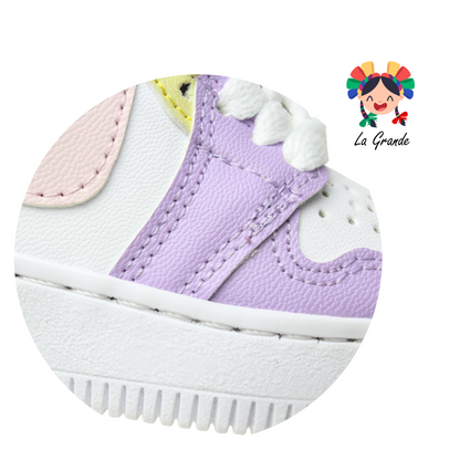 1010 PAOLA RAMIREZ Blanco Lila Unicornio Sint Tenis Casual para Niña