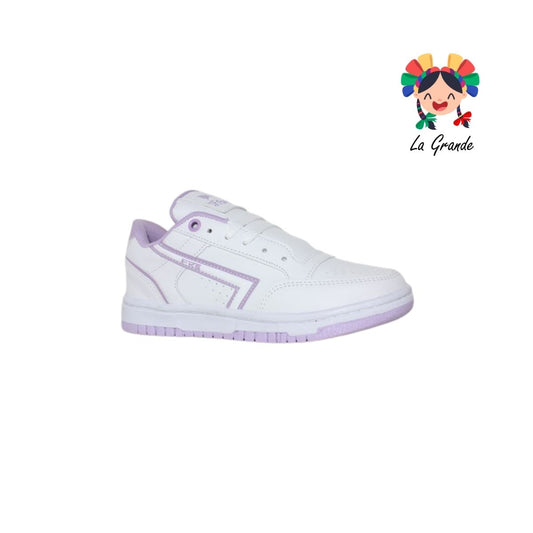 1010 FRAKOS Blanco Lila Tenis Casual para Dama