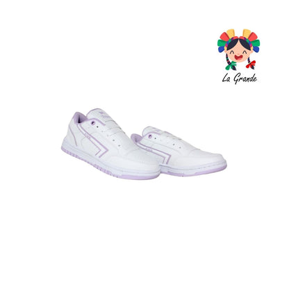 1010 FRAKOS Blanco Lila Tenis Casual para Dama