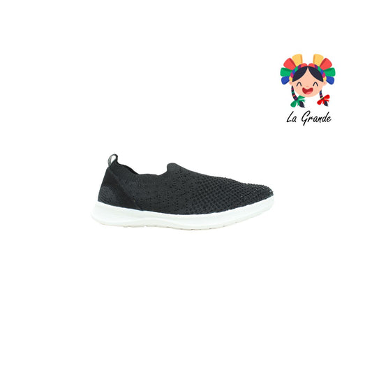 101309 FLEXI Negro Slip On Tenis Casual con Pedrería para Dama