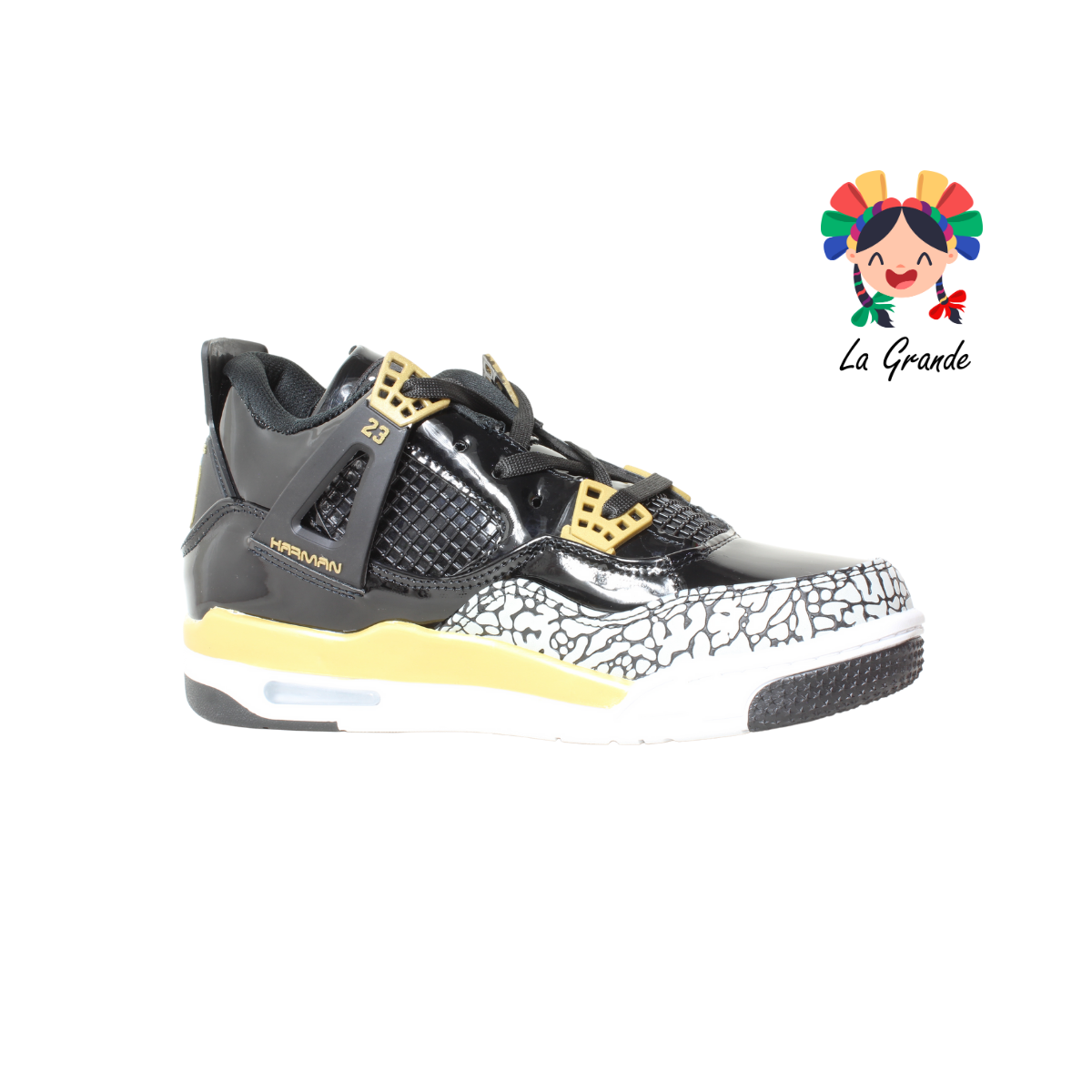 1016 HARMAN Negro Oro Tenis Casual para Caballero