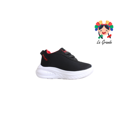 1016 HEBOX Negro Rojo  Tenis Deportivo para Niña y Niño