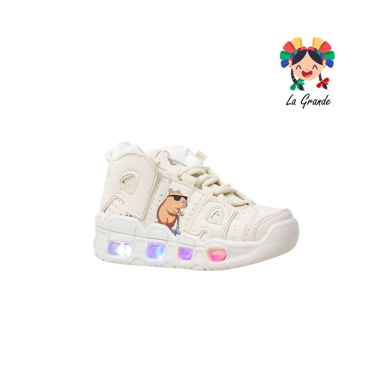 1018 CAPI HARMAN Latte Sint Tenis Casual con Luces para Niña