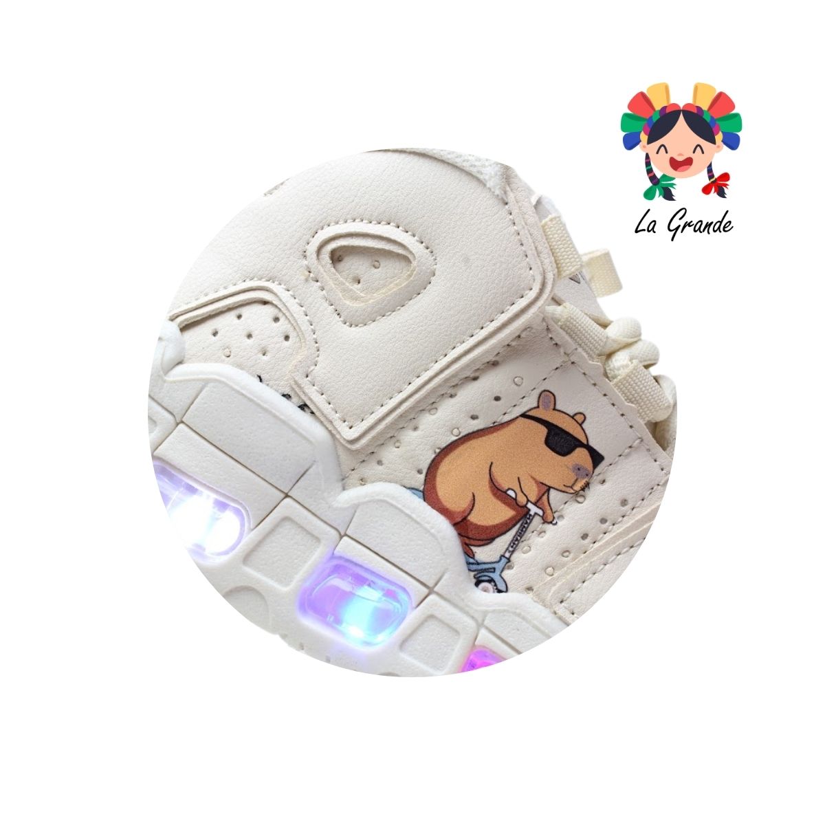 1018 CAPI HARMAN Latte Sint Tenis Casual con Luces para Niña