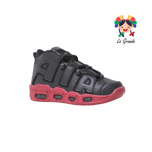 1018 HARMAN Negro Total Rojo Tenis Casual para Dama y Joven