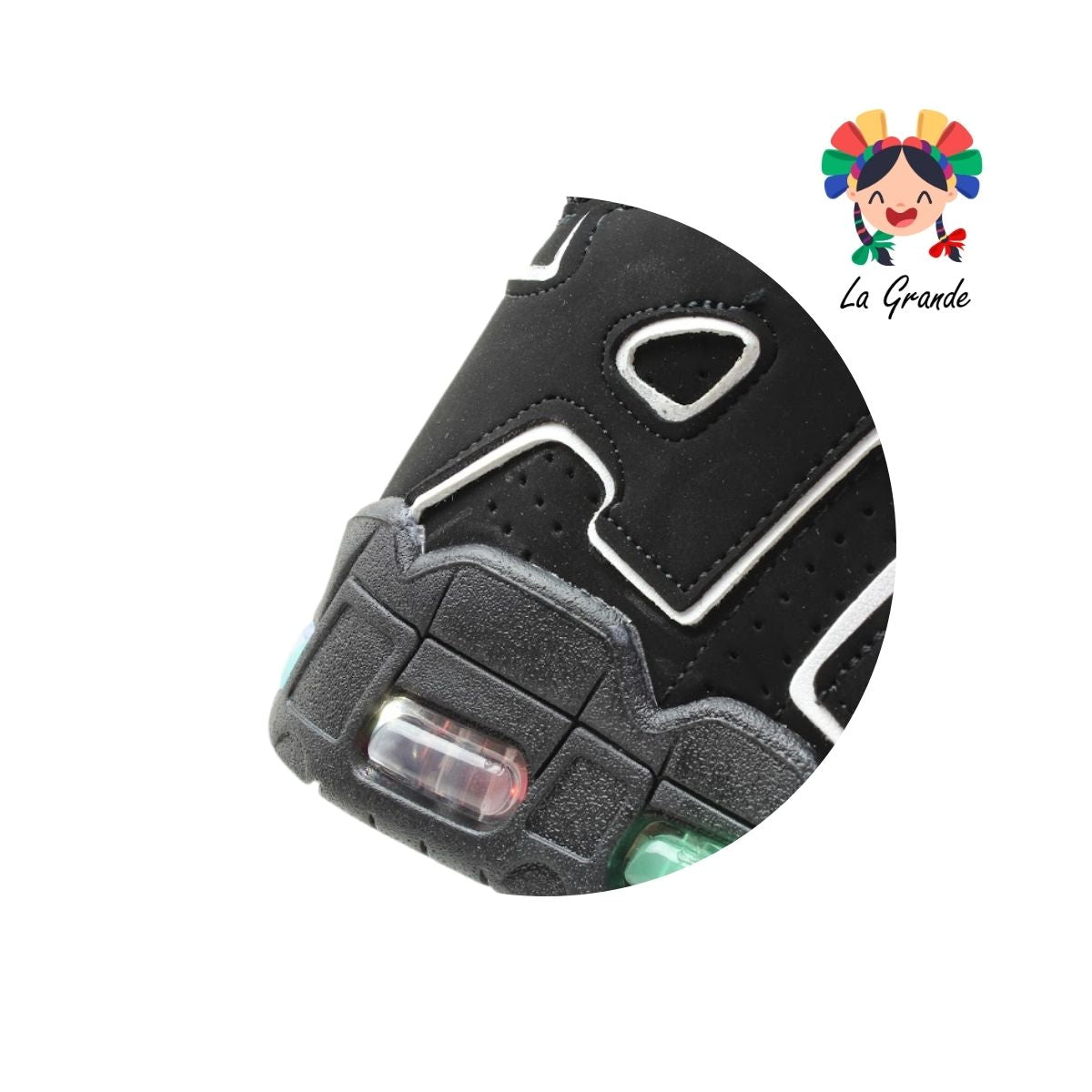 1018 HARMAN Negro Blanco Nobuck Tenis Casual con Luces para Niña y Niño