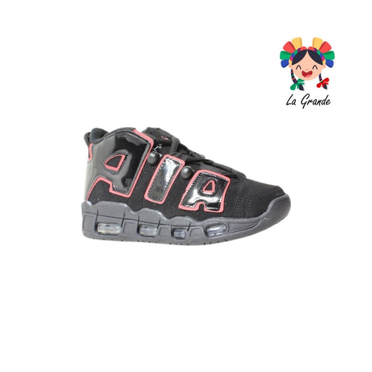1018 HARMAN Negro Rojo Tenis Casual para Dama y Joven
