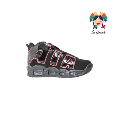 1018 HARMAN Negro Rojo Tenis Casual para Dama y Joven