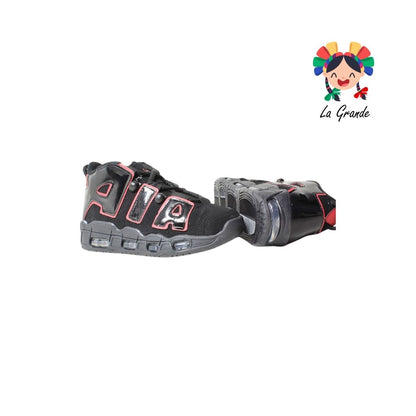 1018 HARMAN Negro Rojo Tenis Casual para Dama y Joven