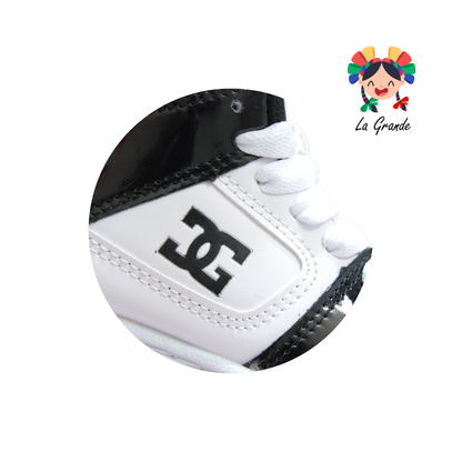 850 GMC Negro Blanco Charol Tenis Casual para Niño