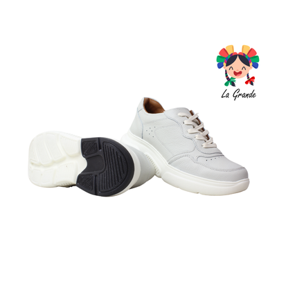 NU002 DOGI Blanco Gris Piel Tenis Casual para Dama y Joven
