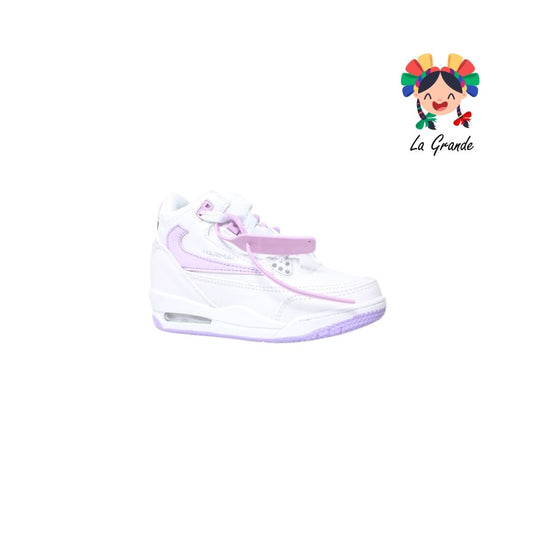 1021 HARMAN Blanco Lila Tenis Casual para Niña y Niño