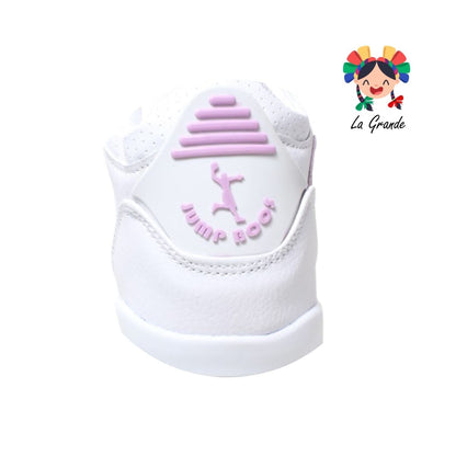 1021 HARMAN Blanco Lila Tenis Casual para Niña y Niño