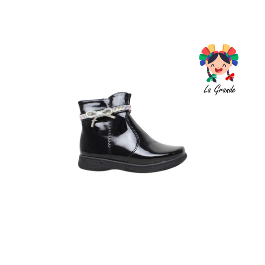1023 ROCHART'S Negro Charol Bota con Brillos para Bebé y Niña