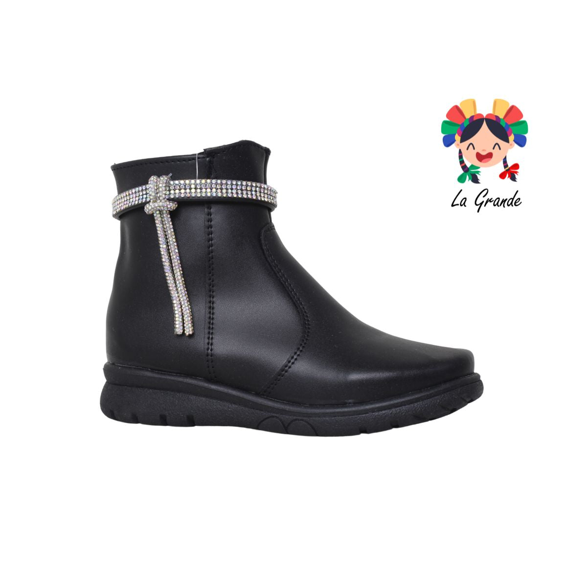 1025 ROCHART'S Negro Cabra Bota Casual para Niña