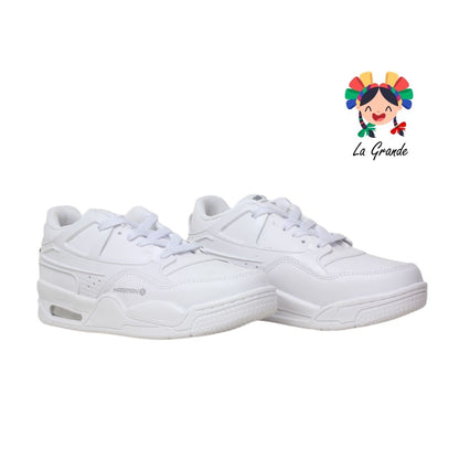 1027 HARMAN Blanco Blanco Tenis Escolar para Dama y Joven