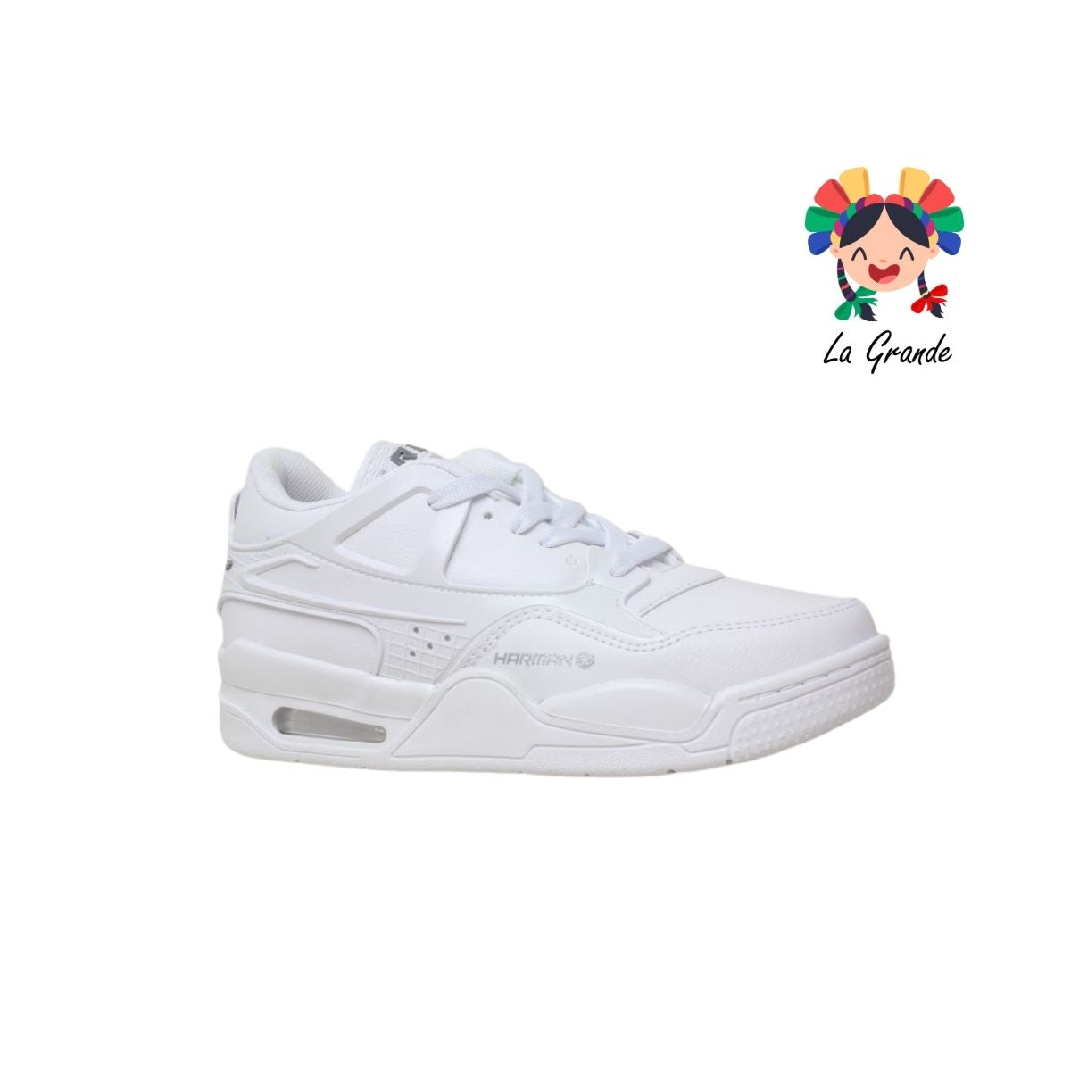 1027 HARMAN Blanco Blanco Tenis Escolar para Dama y Joven