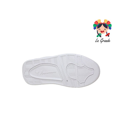 1027 HARMAN Blanco Blanco Tenis Escolar para Dama y Joven