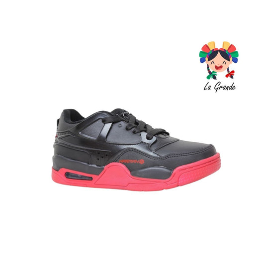 1027 HARMAN Negro Rojo Tenis Casual para Dama y Joven