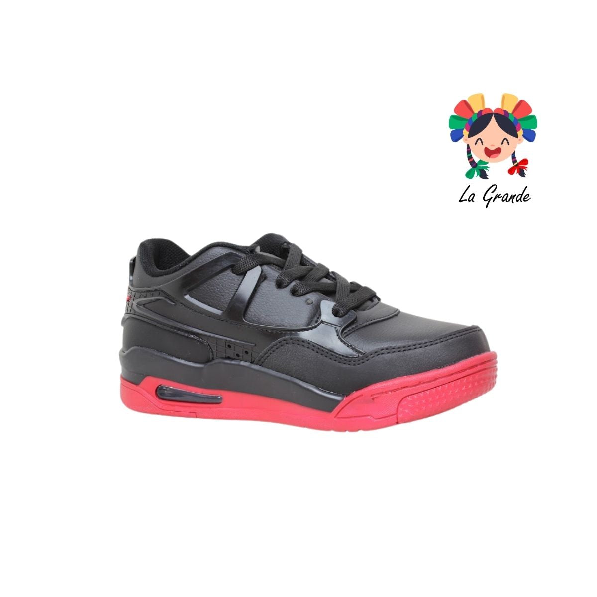 1027 HARMAN Negro Rojo Tenis Casual para Dama y Joven