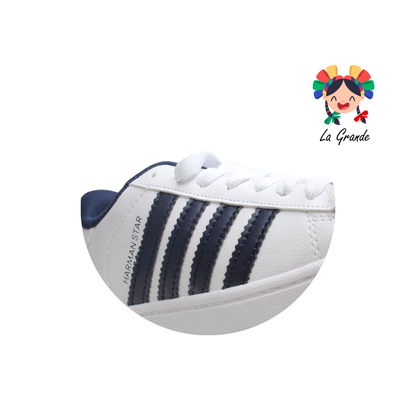 1028 HARMAN Blanco Marino Tenis Casual para Dama y Joven