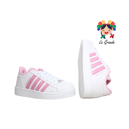 1028 HARMAN Blanco Rosa Tenis Casual para Dama y Joven