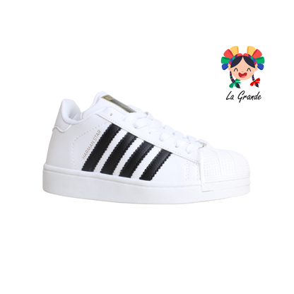 1028 HARMAN Blanco Negro Tenis Casual para Dama, Joven y Caballero