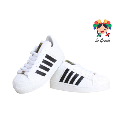 1028 HARMAN Blanco Negro Tenis Casual para Dama, Joven y Caballero