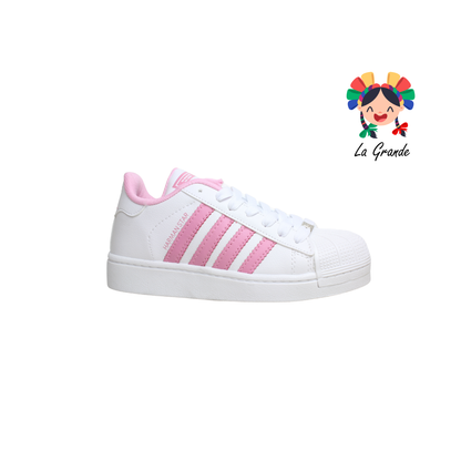 1028 HARMAN Blanco Rosa Tenis Casual para Dama y Joven