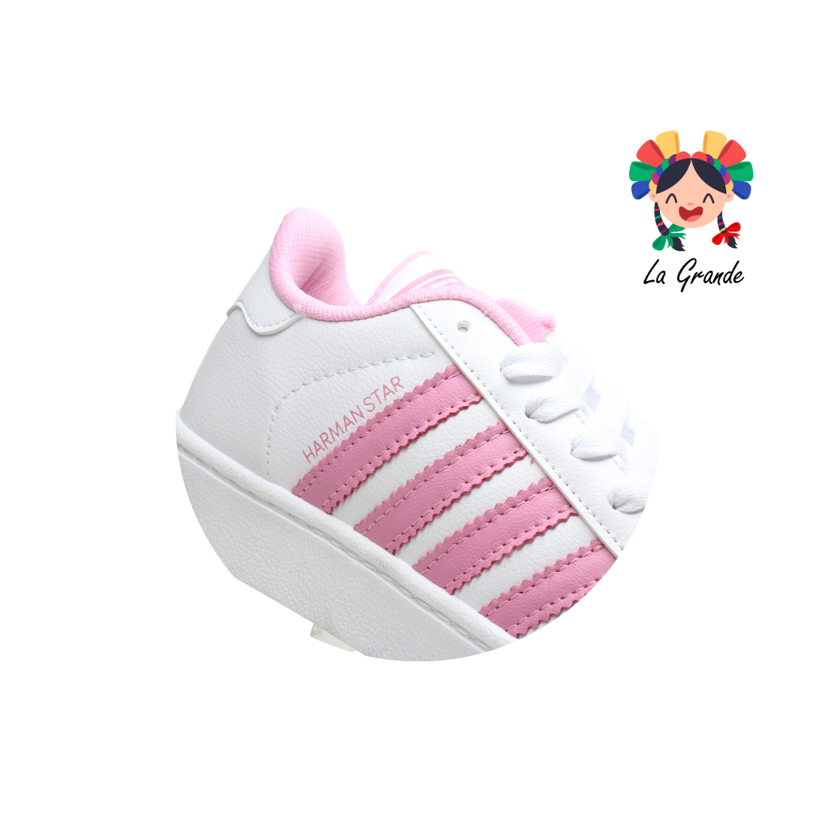 1028 HARMAN Blanco Rosa Tenis Casual para Dama y Joven