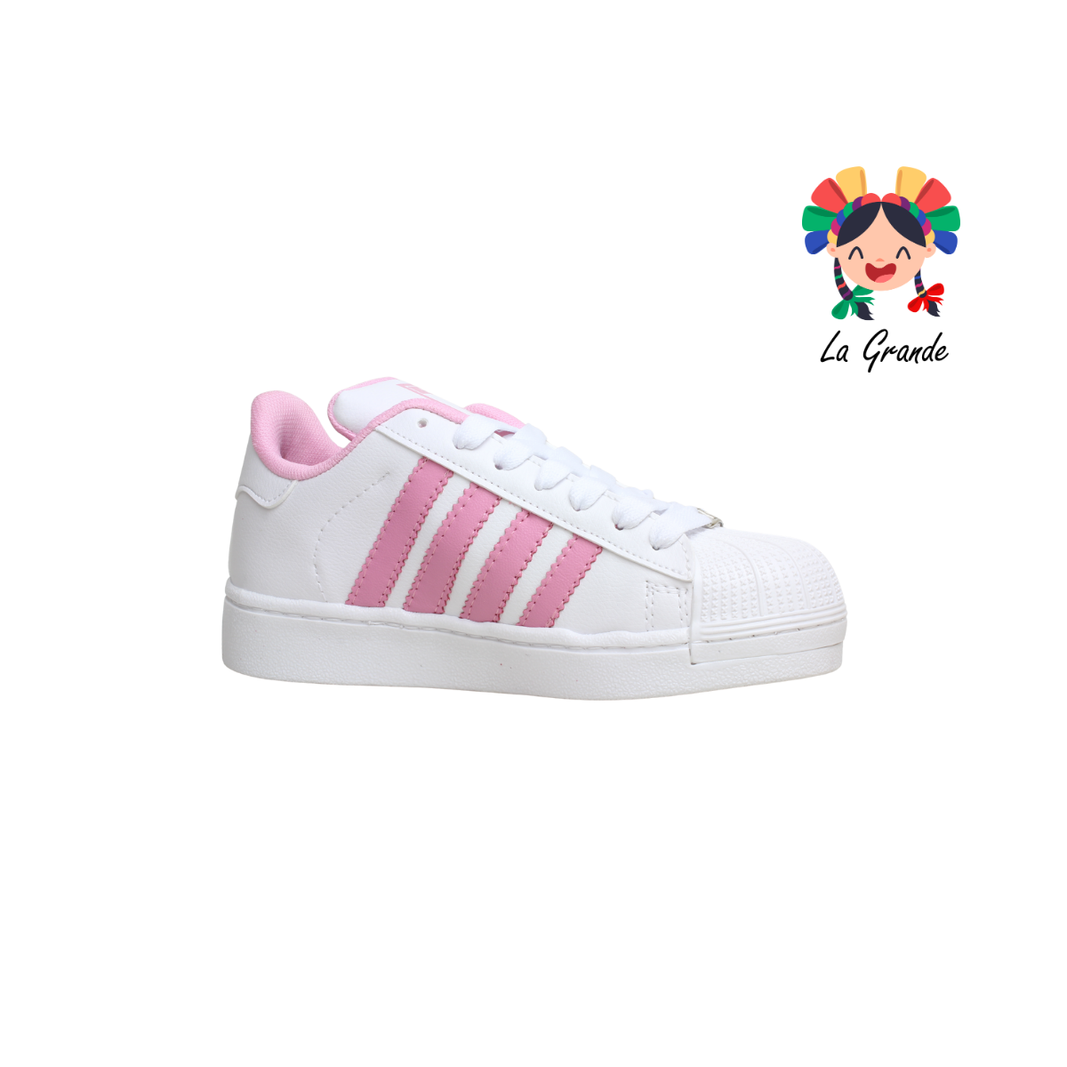 1028 HARMAN Blanco Rosa Tenis Casual para Dama y Joven