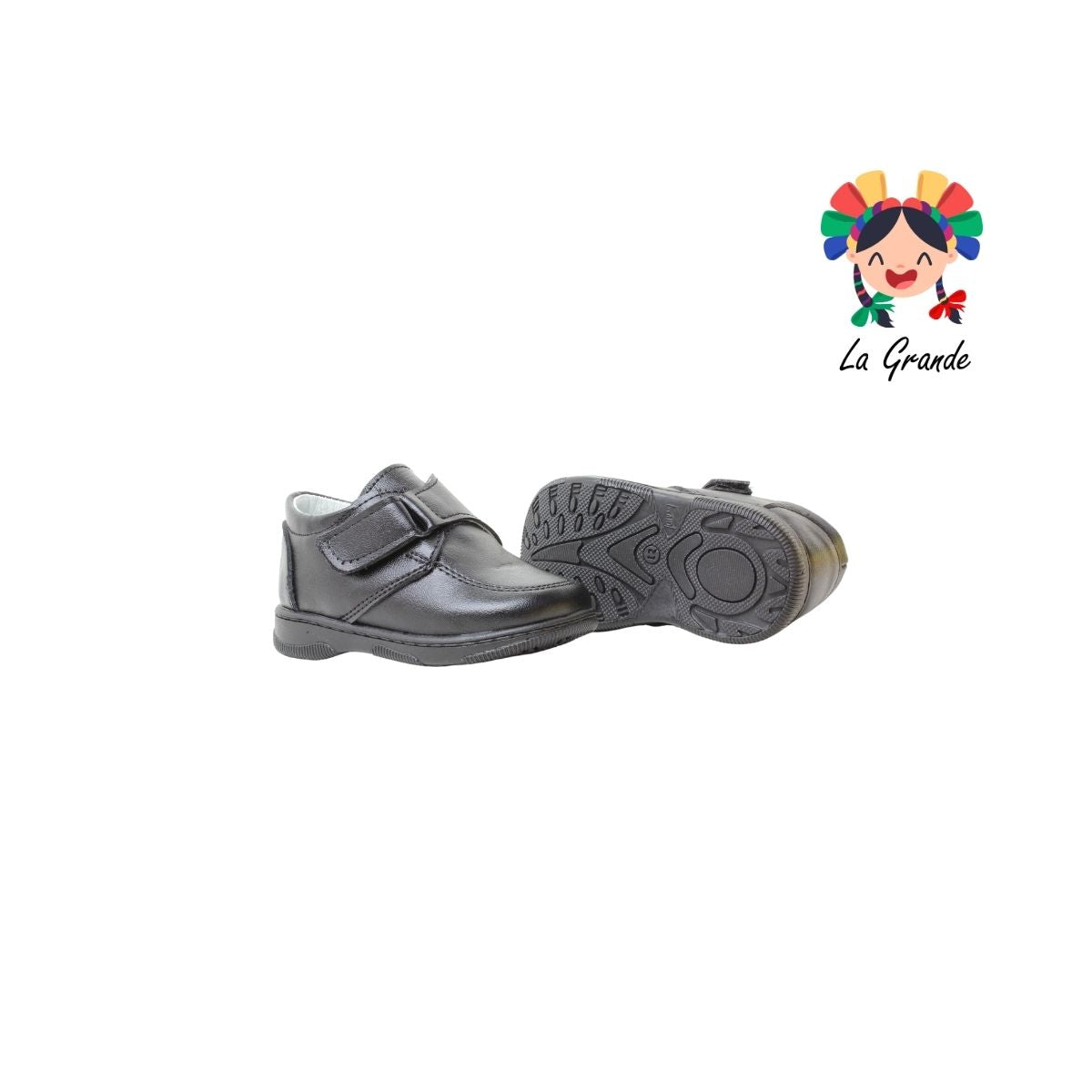 1040 CORAJITO Negro Piel Zapato Escolar para Bebé